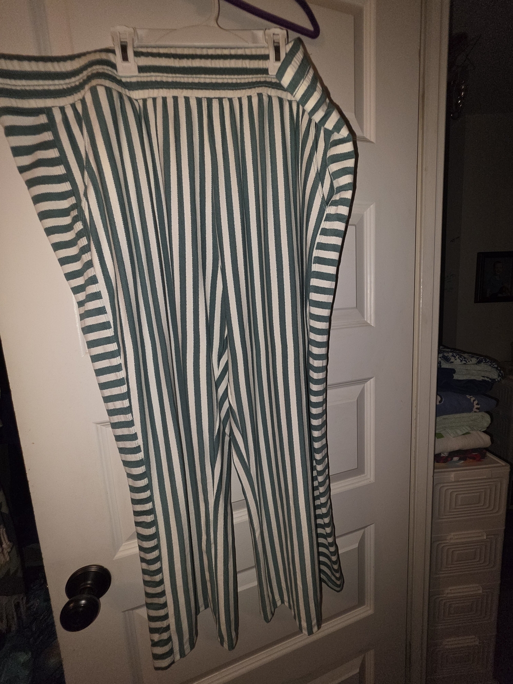 ANYBODY Brand Striped Wide-Leg Women’s Pants - Green & White